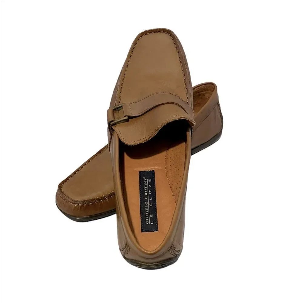 Men’s Giorgio Brutini Le Glove Brown Leather Driving Loafers Size 10 NWOT